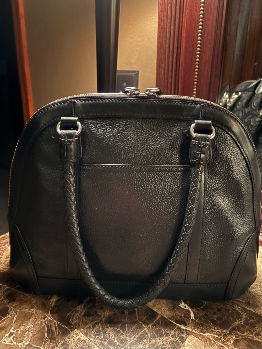 Brighton Black Embossed Leather Satchel with Heart Charm - Picture 4 of 5